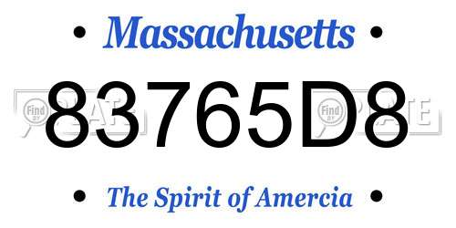 83765D8 Massachusetts License Plate