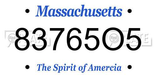 83765O5 Massachusetts License Plate