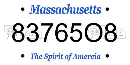 83765O8 Massachusetts License Plate