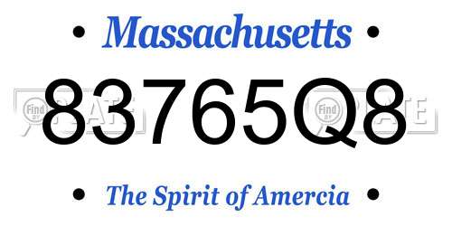 83765Q8 Massachusetts License Plate