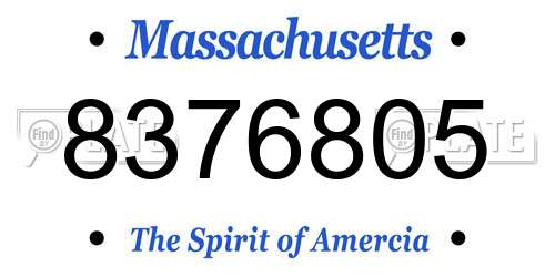 8376805 Massachusetts License Plate
