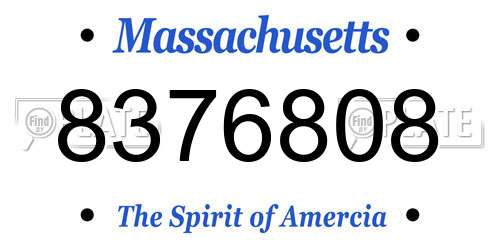 8376808 Massachusetts License Plate