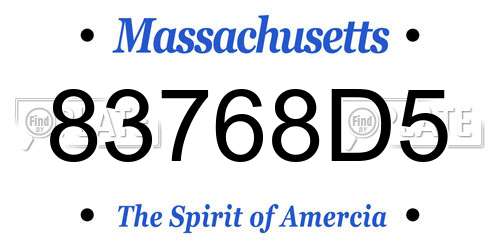 83768D5 Massachusetts License Plate