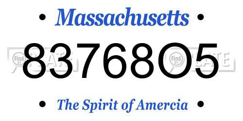 83768O5 Massachusetts License Plate