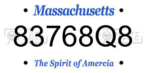 83768Q8 Massachusetts License Plate