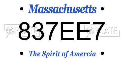 837EE7 Massachusetts License Plate