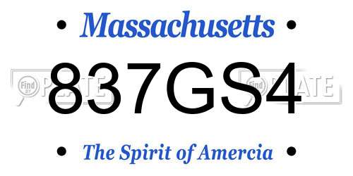 837GS4 Massachusetts License Plate