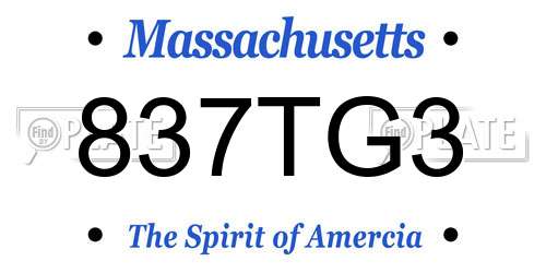 837TG3 Massachusetts License Plate