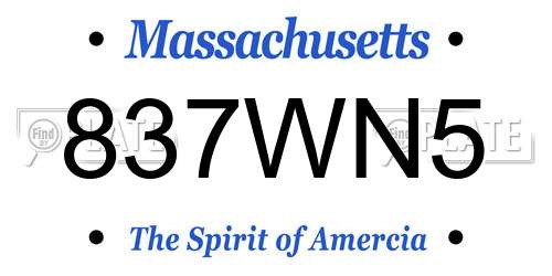 837WN5 Massachusetts License Plate
