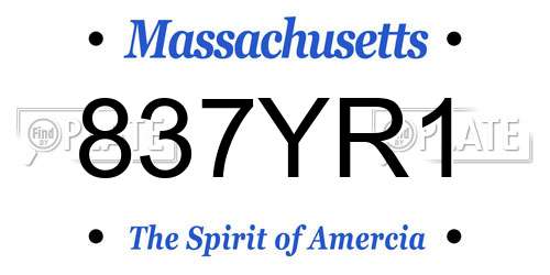 837YR1 Massachusetts License Plate