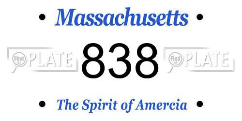 838 Massachusetts License Plate