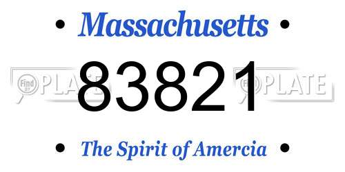 83821 Massachusetts License Plate