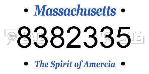 8382335 Massachusetts License Plate