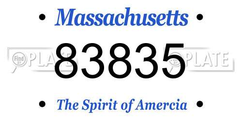 83835 Massachusetts License Plate