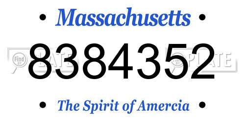 8384352 Massachusetts License Plate