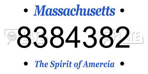 8384382 Massachusetts License Plate
