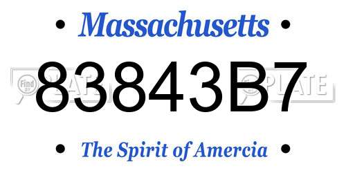 83843B7 Massachusetts License Plate