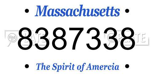 8387338 Massachusetts License Plate