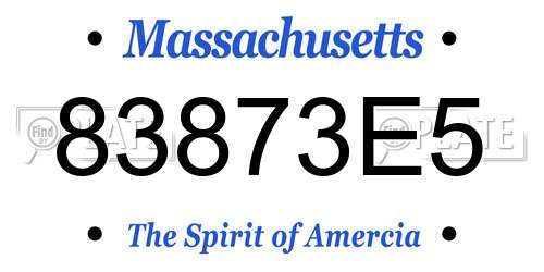 83873E5 Massachusetts License Plate