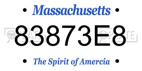 83873E8 Massachusetts License Plate