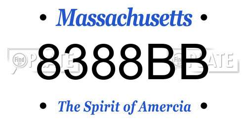 8388BB Massachusetts License Plate