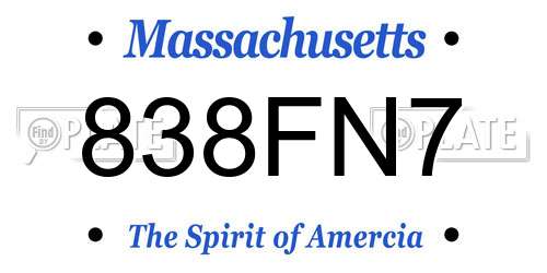 838FN7 Massachusetts License Plate