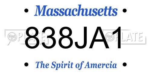 838JA1 Massachusetts License Plate