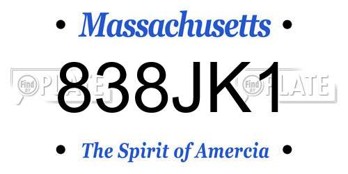 838JK1 Massachusetts License Plate