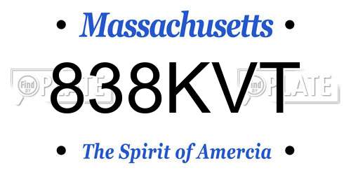 838KVT Massachusetts License Plate
