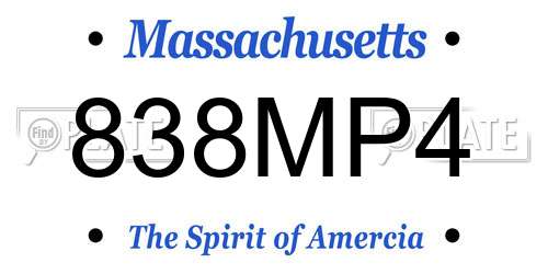 838MP4 Massachusetts License Plate