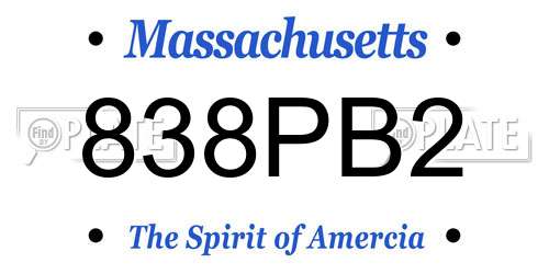 838PB2 Massachusetts License Plate