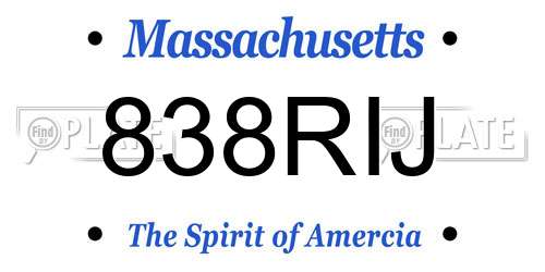 838RIJ Massachusetts License Plate