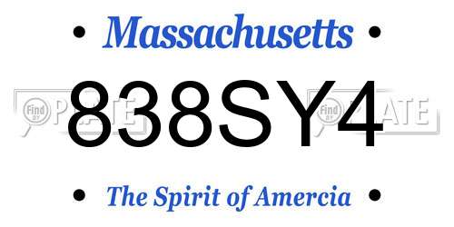 838SY4 Massachusetts License Plate