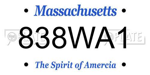 838WA1 Massachusetts License Plate