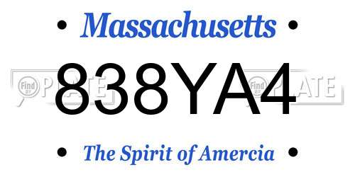 838YA4 Massachusetts License Plate