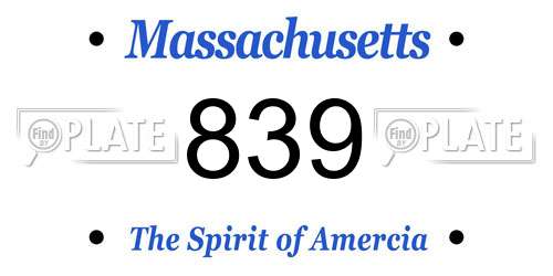 839 Massachusetts License Plate