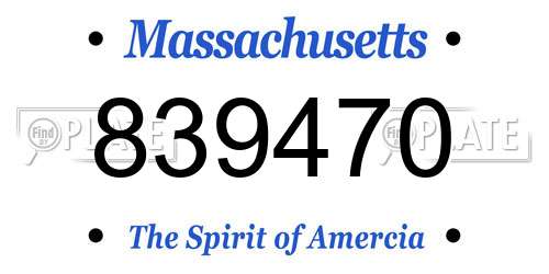 839470 Massachusetts License Plate