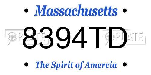 8394TD Massachusetts License Plate