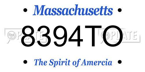 8394TO Massachusetts License Plate