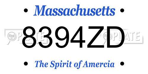 8394ZD Massachusetts License Plate