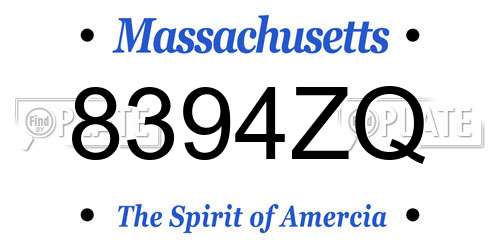 8394ZQ Massachusetts License Plate
