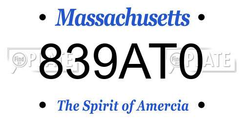 839AT0 Massachusetts License Plate