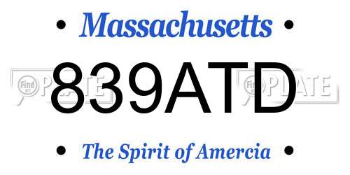 839ATD Massachusetts License Plate