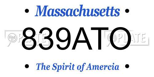 839ATO Massachusetts License Plate