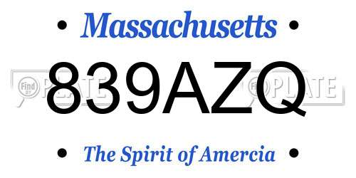 839AZQ Massachusetts License Plate