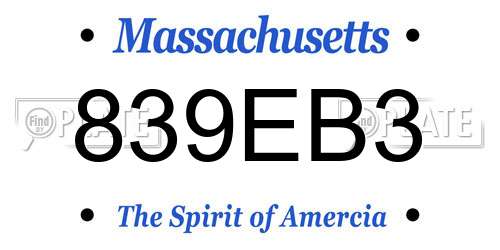 839EB3 Massachusetts License Plate