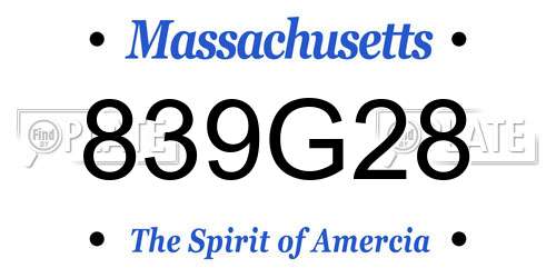 839G28 Massachusetts License Plate