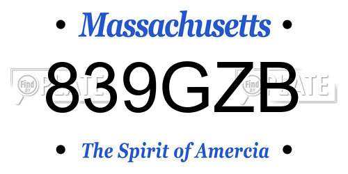 839GZB Massachusetts License Plate