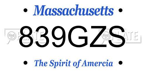 839GZS Massachusetts License Plate