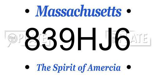 839HJ6 Massachusetts License Plate